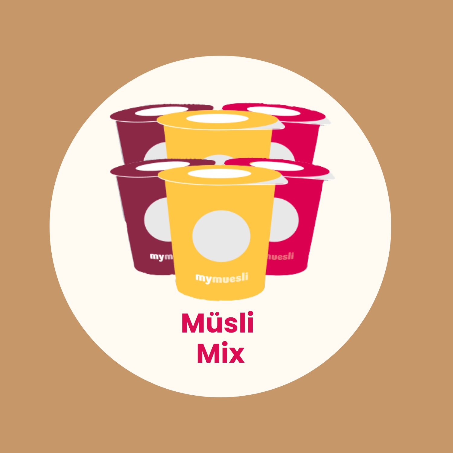 6 Müsli Portionsbecher in verschiedenen Sorten