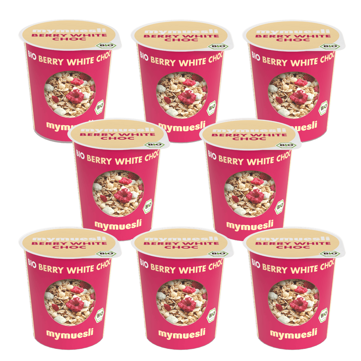 mymuesli Pot individuel Berry White Choc, lot de 8