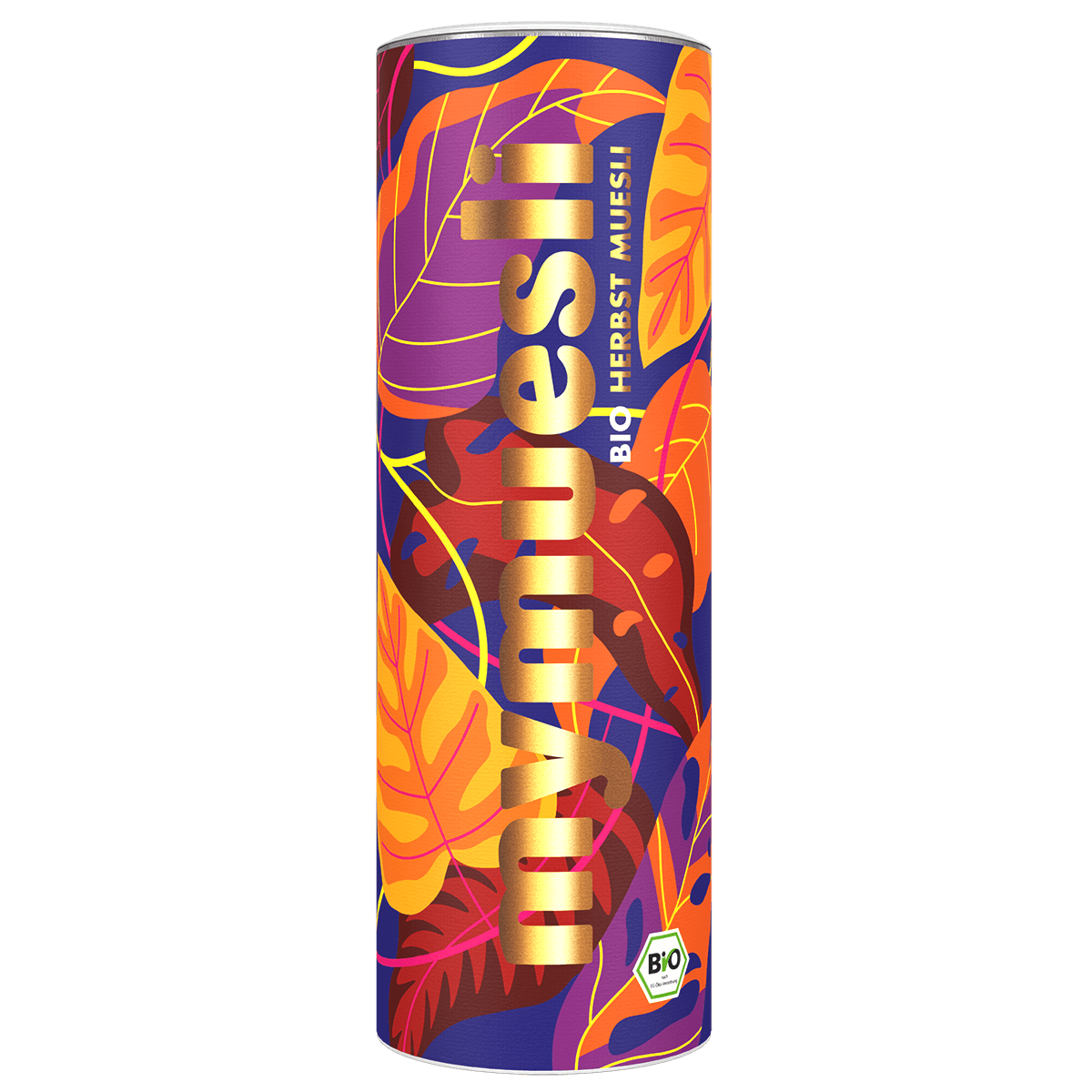 mymuesli Bio Herbst Müsli mit herbstlichen Blättern als Design