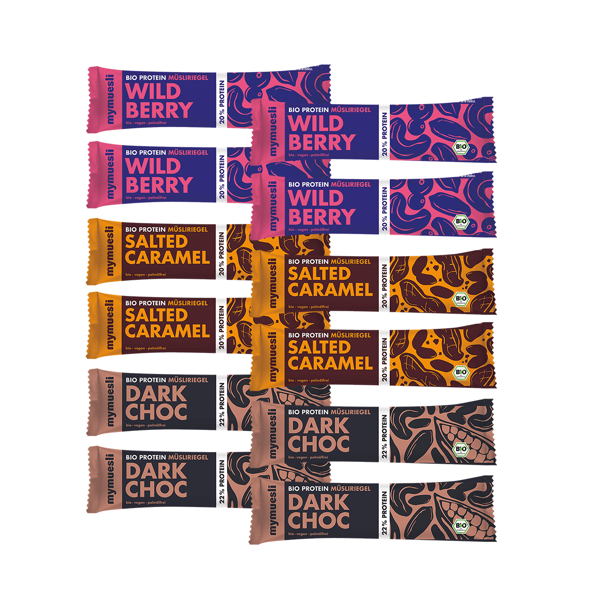 mymuesli Bio 12er Protein Müsliriegel mit 3 Geschmacksrichtungen