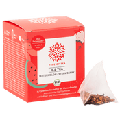 Tree of Tea Bio-Eistee Dose in der Geschmacksrichtung Erdbeere-Wassermelone.