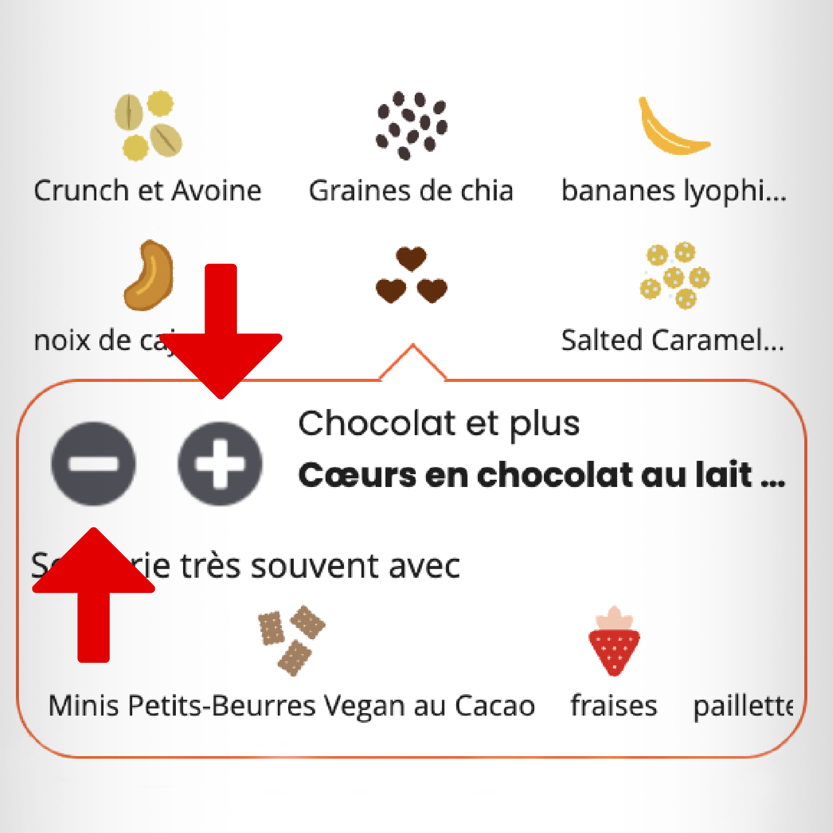 mymuesli ajouter enlever des ingrédients dans le mixeur