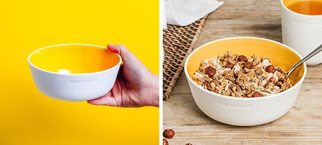 Müsli-Schale für das Frühstück in freundlichem Gelb